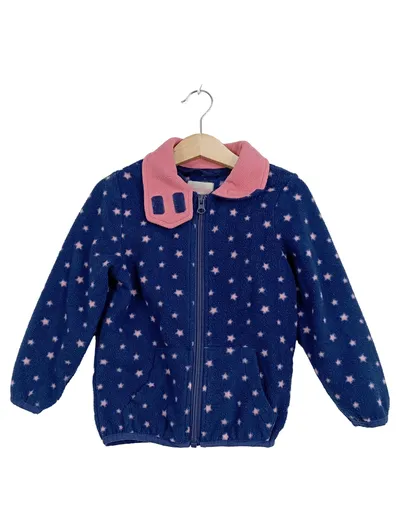 Impidimpi Kinder Fleecejacke Sterne Blau Rosa Gr. 98/104 Mädchen