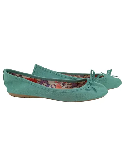 Anna Field Ballerinas Damen Schuhe Gr. 39 Türkis Casual Schleife