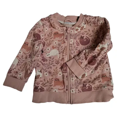 Lindex Sweatjacke Mädchen Gr. 92 Rosa Katzen Blumen Baumwolle