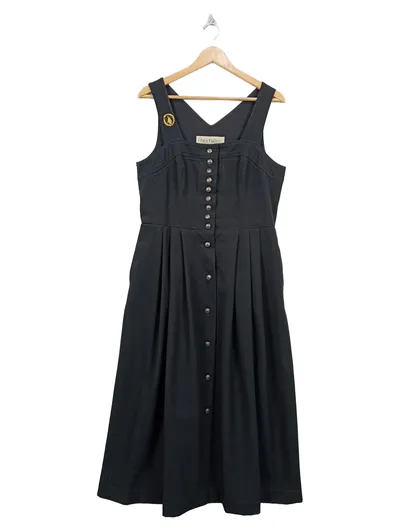 Hochalm Dirndl Trachtenkleid Damen Gr. 42 Schwarz Maxikleid Baumwolle