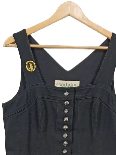 Hochalm Dirndl Trachtenkleid Damen Gr. 42 Schwarz Maxikleid Baumwolle