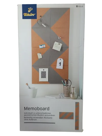 Tchibo Memoboard Karten Fotohalter Modern Holz Kork Mehrfarbig 8-teilig