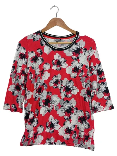 Kenny S. Damen Langarmshirt Blumenmuster Rot Gr. 38/M 3/4-Arm