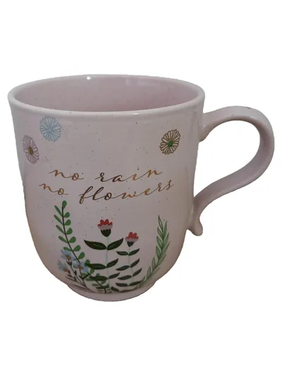 Depot Kaffeetasse Rosa Keramik Blumen Schriftzug Modern 350ml