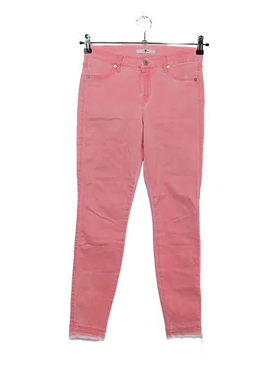 7 For All Mankind Damen Skinny Fit Jeans Pink Fransen Gr. 38 W29