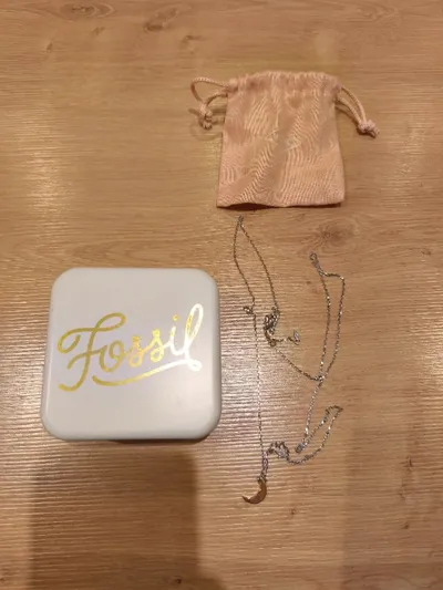 Fossil Damen Halskette Mondanhänger Silber Roségold mit Box NEU