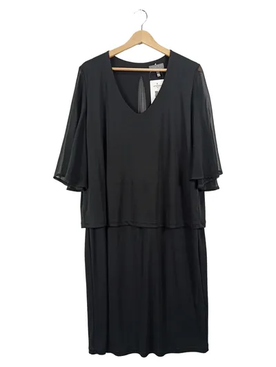 Ulla Popken Damen Festliches Kleid Gr. 46/48 Schwarz Elegant Chiffon-Ärmel