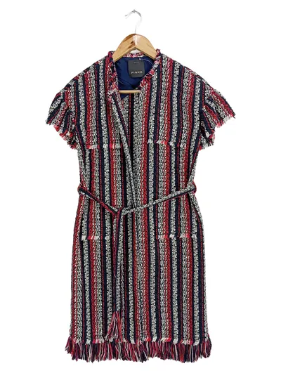 PINKO Strickkleid Tweed Fransen Gr. 34/XS Mehrfarbig Made in Italy