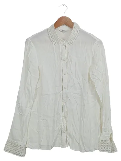 Sandwich Damen Bluse Gr. 38 Weiß Viskose Klassisch Romantisch