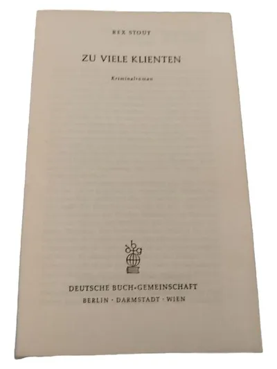 Rex Stout Zu viele Klienten Taschenbuch Deutsch Detektivkrimi Noir Roman