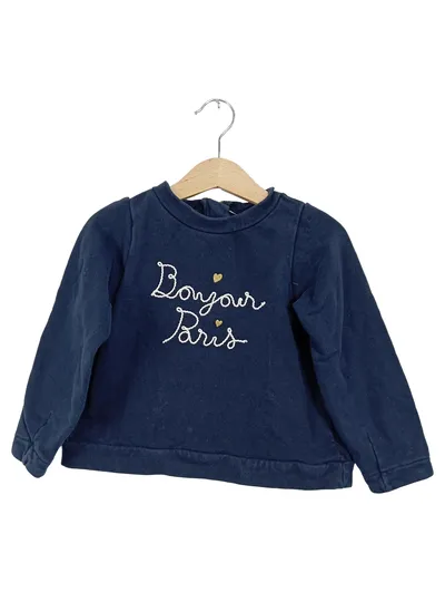 Jacadi Mädchen Sweatshirt Bonjour Paris Stickerei Blau Gr. 104