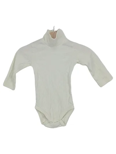 ALANA Baby Body Langarm Rippstrick Rollkragen Weiß Gr. 62 Baumwolle