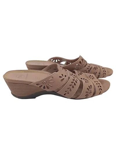 Salamander Damen Pantoletten Beige Gr. 39 Leder Sommer