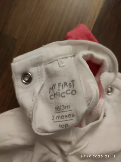 Chicco Baby Mädchen Top Gr. 56 weiß rosa Vogel Rüschen Baumwolle