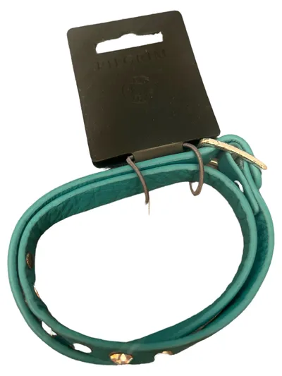 PILGRIM Armband Damen Türkis Leder Metall Casual