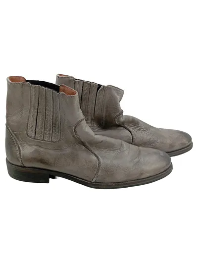 Brett & Sons Chelsea Boots Herren Gr. 42 Grau Leder Handmade Stiefelette