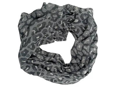 s.Oliver Damen Schal Leopardenmuster Grau Viskose Animal-Print 90x69cm