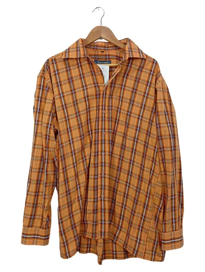 Club D'Amingo Herren Freizeithemd Gr. 41/42 Orange Kariert Langarm