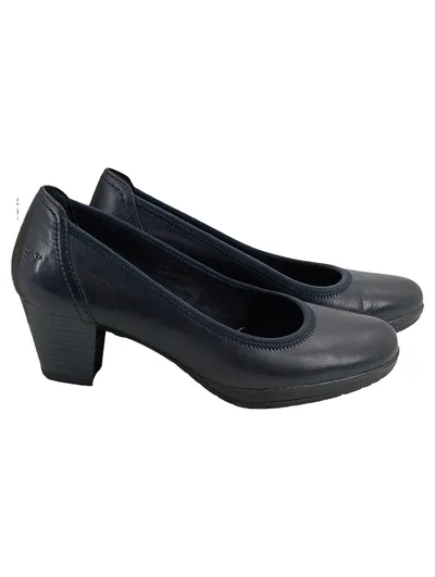 Venturini Damen Pumps Leder Blau Gr. 38 Blockabsatz Elegant