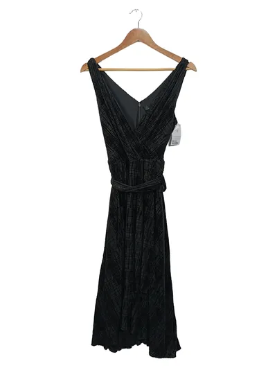 DKNY Damen Kleid Gr. 38 Schwarz Samt Elegant Festlich Midikleid
