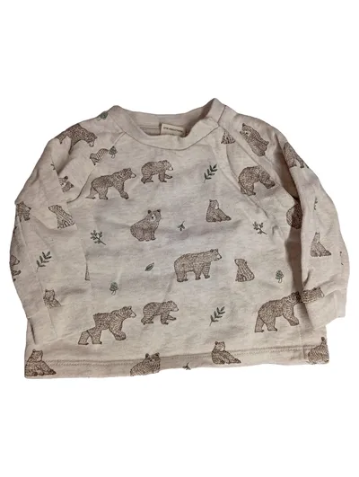 ALANA Baby Langarmshirt Gr. 68 Bärenmuster Beige Organic Cotton