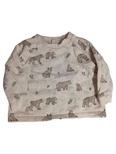 ALANA Baby Langarmshirt Gr. 68 Bärenmuster Beige Organic Cotton