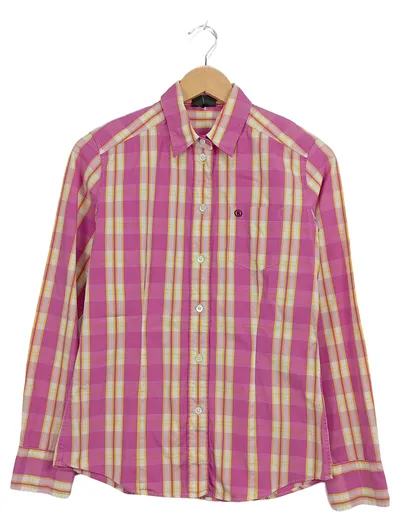 Bogner Hemdbluse Damen Kariert Rosa Baumwolle Langarm Gr. 36 S