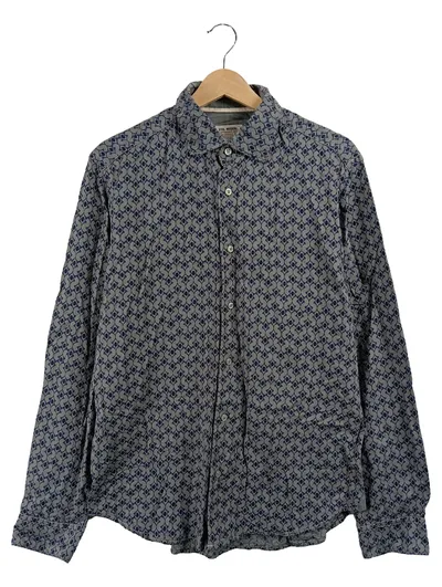FIL NOIR Freizeithemd Herren Blau Grafisch Langarm Gr. 41 Baumwolle Casual