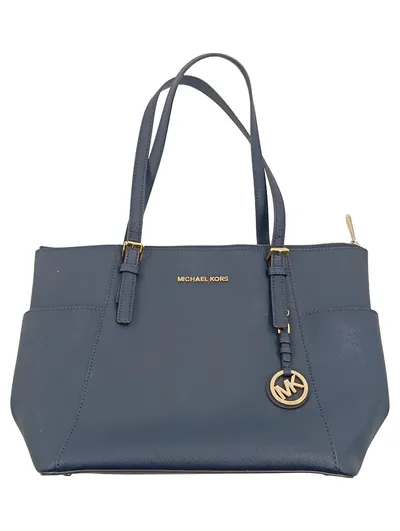 Michael Kors Jet Set Damen Henkeltasche Leder Blau Elegant Business