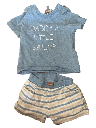 Kanz Baby Set Shirt Shorts Gr. 68 Blau Daddy's Little Sailor gestreift