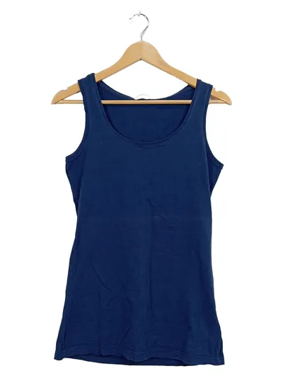 Street One Damen Tanktop Gr. 38/M Blau Basic Baumwolle Top