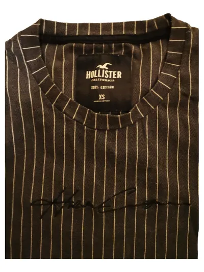 Hollister Herren T-Shirt Nadelstreifen Grau XS Baumwolle Casual