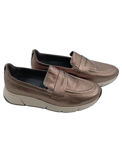 Gabor Comfort Damen Slipper Loafer Gr. 41 Gold Metallic Leder Elegant