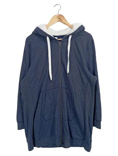 Sheego Kapuzenjacke Damen Gr. 48 Blau Teddyfutter Zip Hoodie