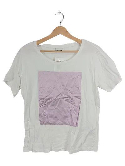 Noisy May Damen T-Shirt Grafik Print Metallic Look Weiß Gr. M