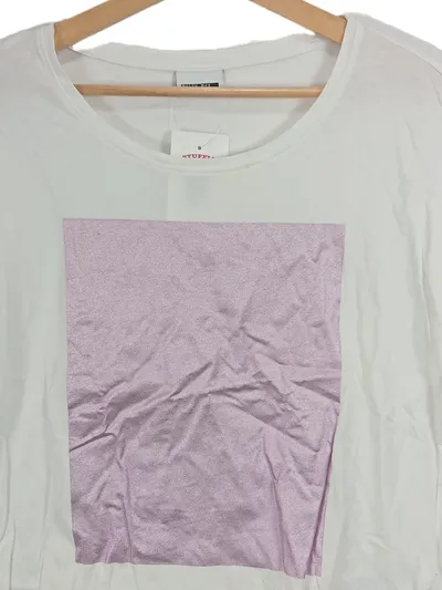 Noisy May Damen T-Shirt Grafik Print Metallic Look Weiß Gr. M