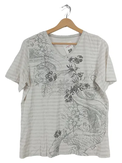 Adagio Damen T-Shirt Gr. 42/XL Weiß Blumenmuster Beach Print