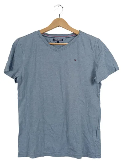 Tommy Hilfiger T-Shirt Kinder Gr. 164 Blau V-Ausschnitt Baumwolle