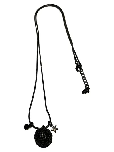 s.Oliver Damen Halskette Modern Schwarz Metall Strass Sterne Anhänger