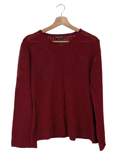 Broadway Damen Pullover Rot Lochmuster XL Casual