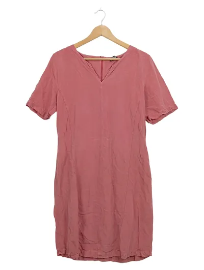 Kenny S. Damen Sommerkleid Rosa Leinen V-Ausschnitt Gr. S/36 Casual