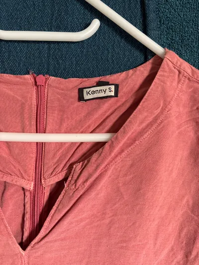 Kenny S. Damen Sommerkleid Rosa Leinen V-Ausschnitt Gr. S/36 Casual