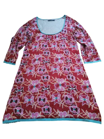 Gudrun Sjöden Damen Freizeitkleid Gr. M Rot Blumenmuster Farbenfroh