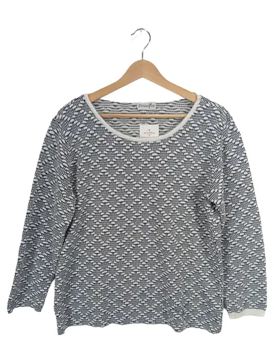 Dress In Damen Pullover Gr. 42/XL Blau Weiß Strukturmuster Strick