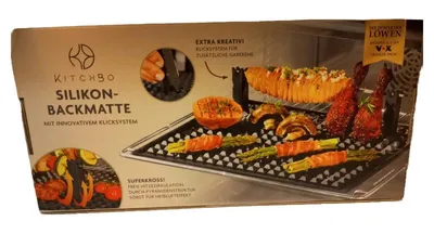 KitchBo Silikon-Backmatte 37x30 cm Klicksystem Schwarz Backblech