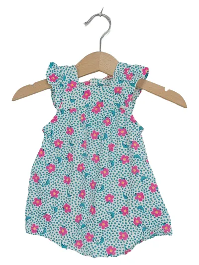 Du Pareil au Même Baby Body Mädchen Gr. 68 Blumen Türkis Rosa