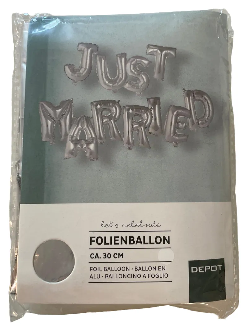 Depot Folienballon Just Married Silber Hochzeit Party Deko ca. 30cm 1
