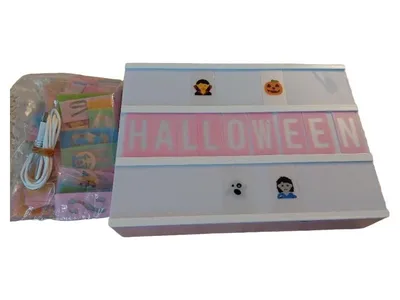 BONNYCO Pink Light Box Lichtbox Halloween Buchstaben Symbole USB Rosa