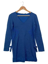 Miss Captain Trend Damen Pullover Gr. 38 Blau Glitzer V-Ausschnitt 1