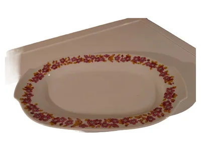 Graf von Henneberg Servierplatte Porzellan oval Blumenmuster Vintage weiß 35cm